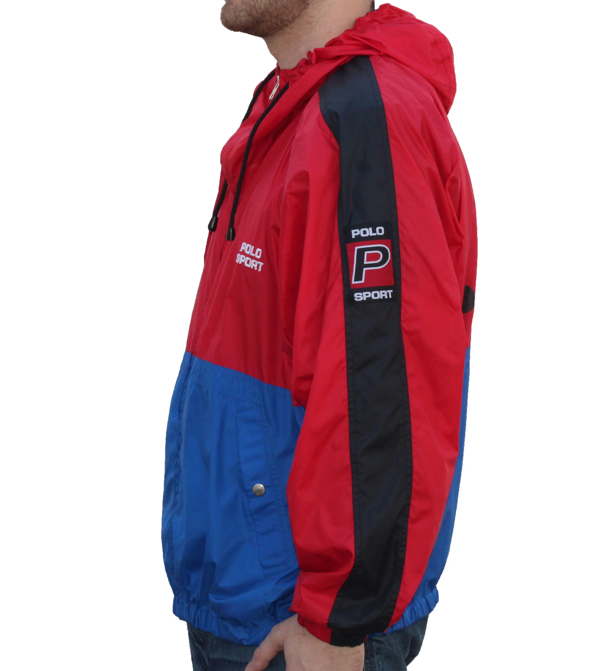 Vintage Polo Sport Ralph Lauren Red / Blue Spell Out Windbreaker